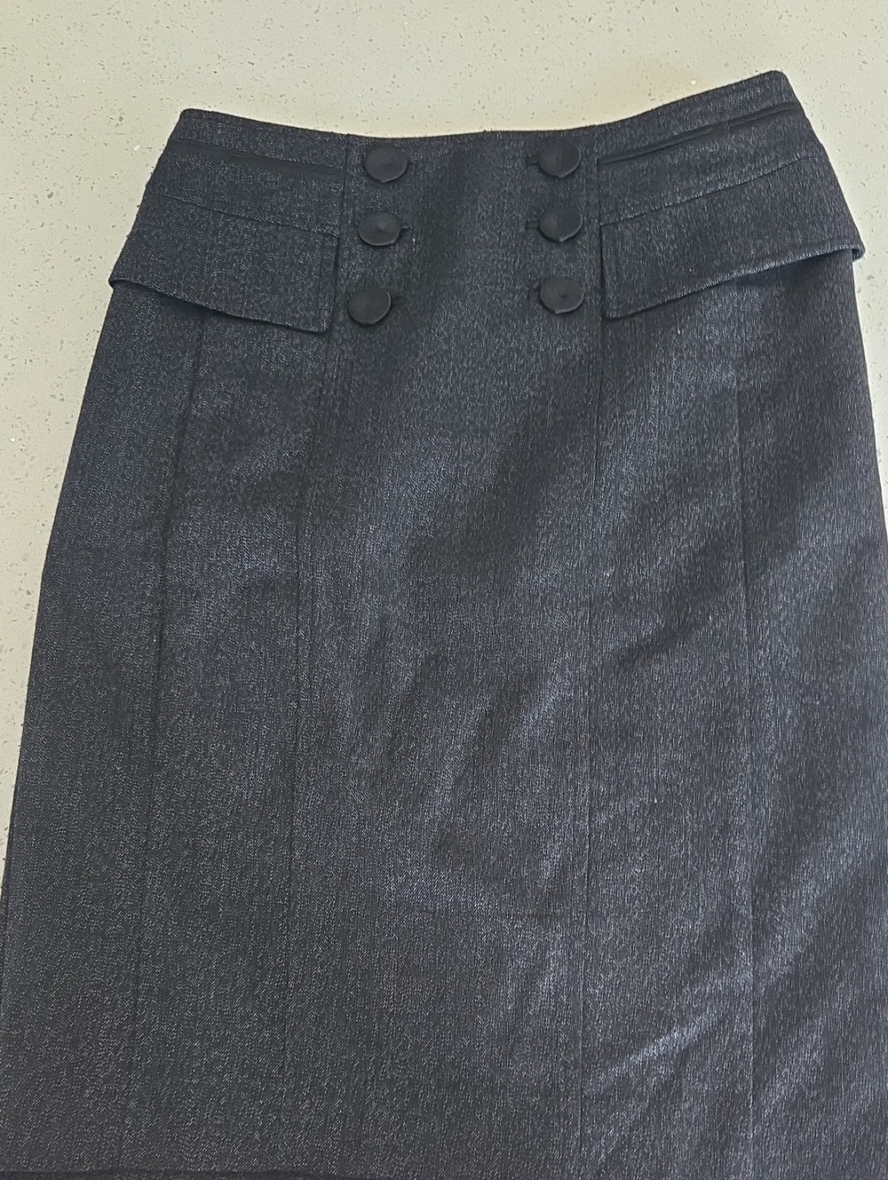Zara Dark Charcoal Double-Button Pencil Skirt